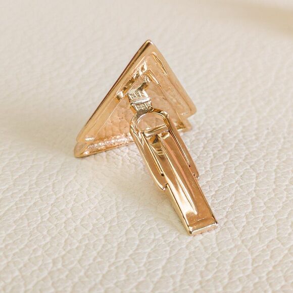 Solid Gold Triangle Cufflinks with Diamonds – Midcentury Modern Style - Picture 4 of 7